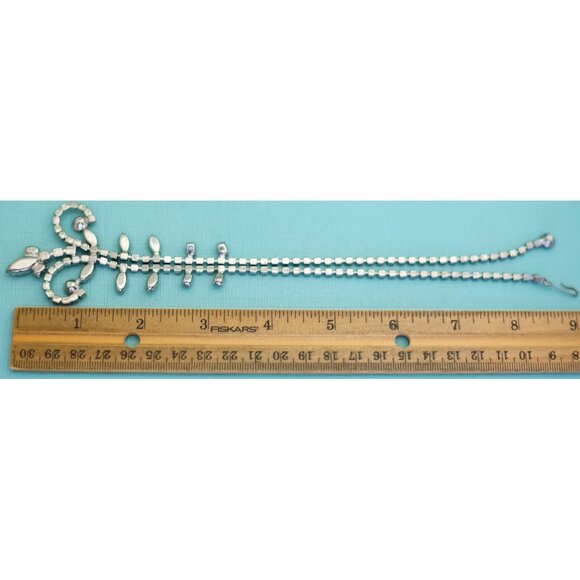 15 inch, Vintage Silver Tone Ribbon Clear Gems Choker Necklace - E41 - Picture 3 of 3